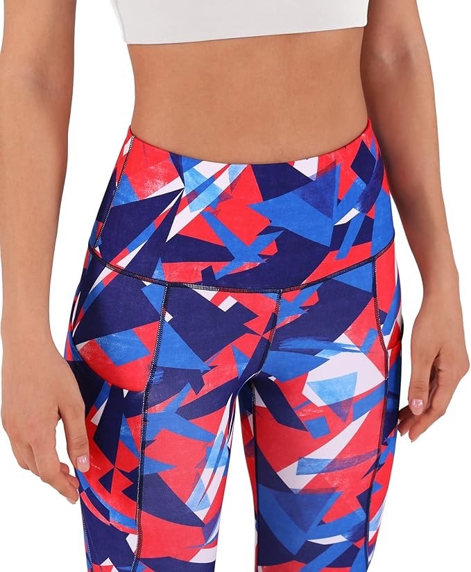 ODODOS Women’s High Waisted Yoga Capris with Pockets, Tummy Control 2XL TRIANGLE