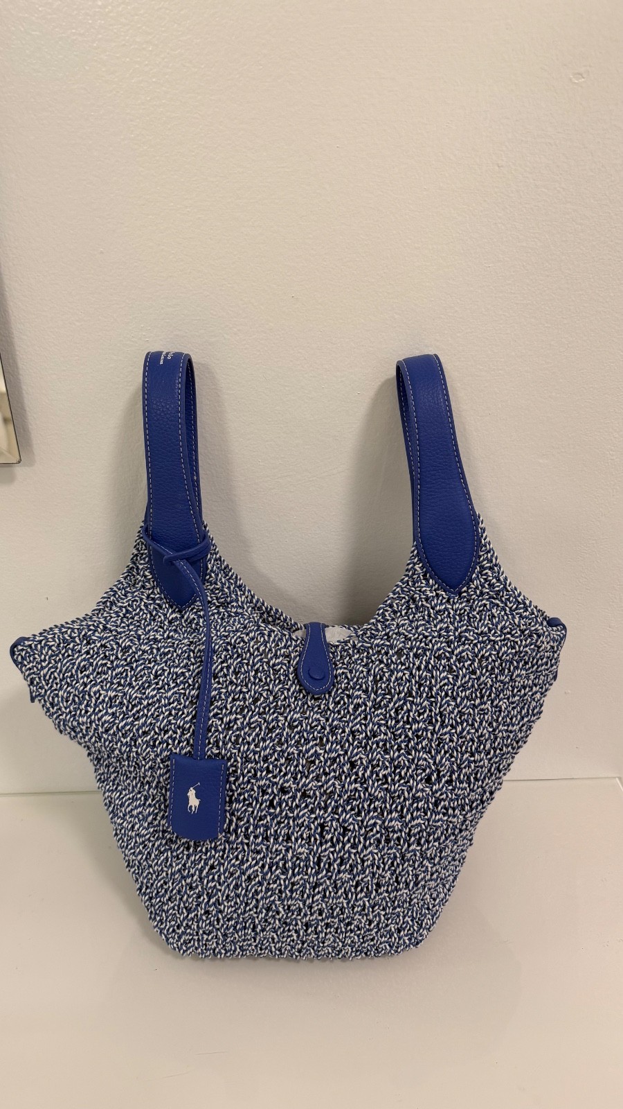 Polo Ralph Lauren- Polo Play Cord Tote Bag in Optic White / Bright Blue