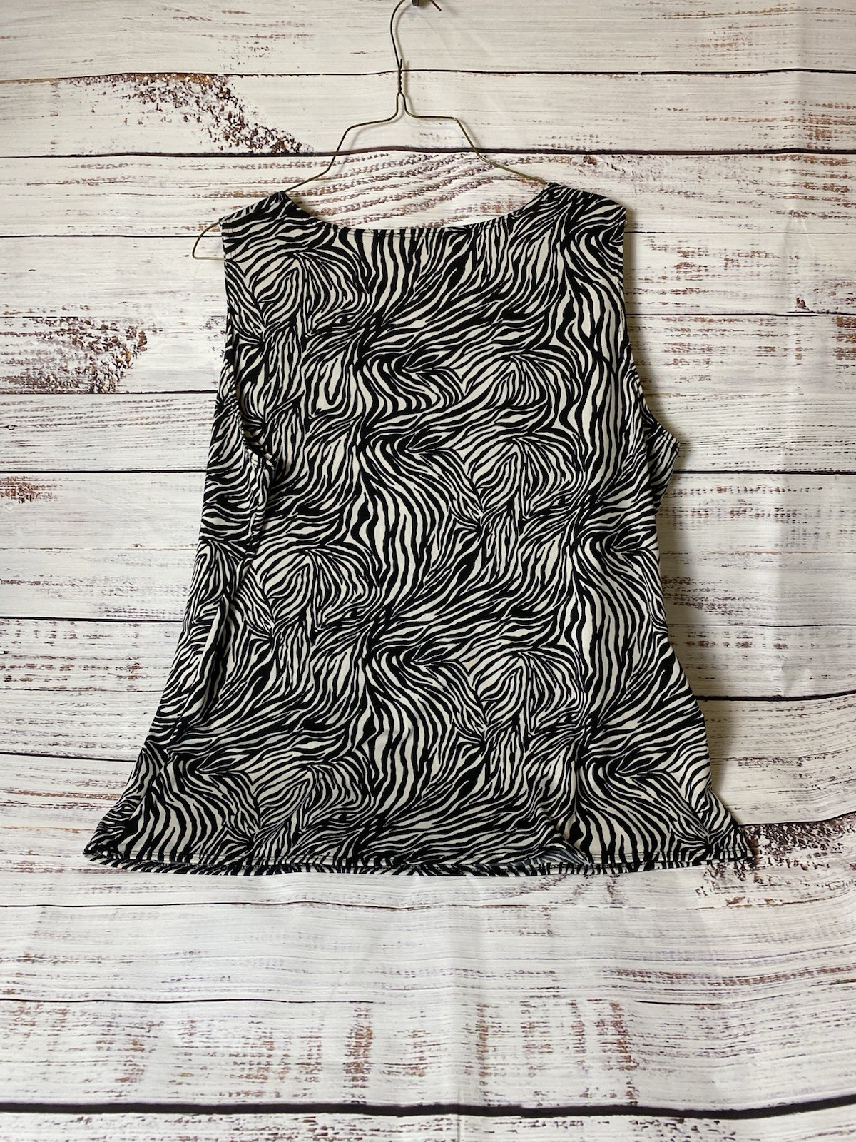 Notations Women’s XL Black/White Zebra Animal Print Scoop Neck Tank Top