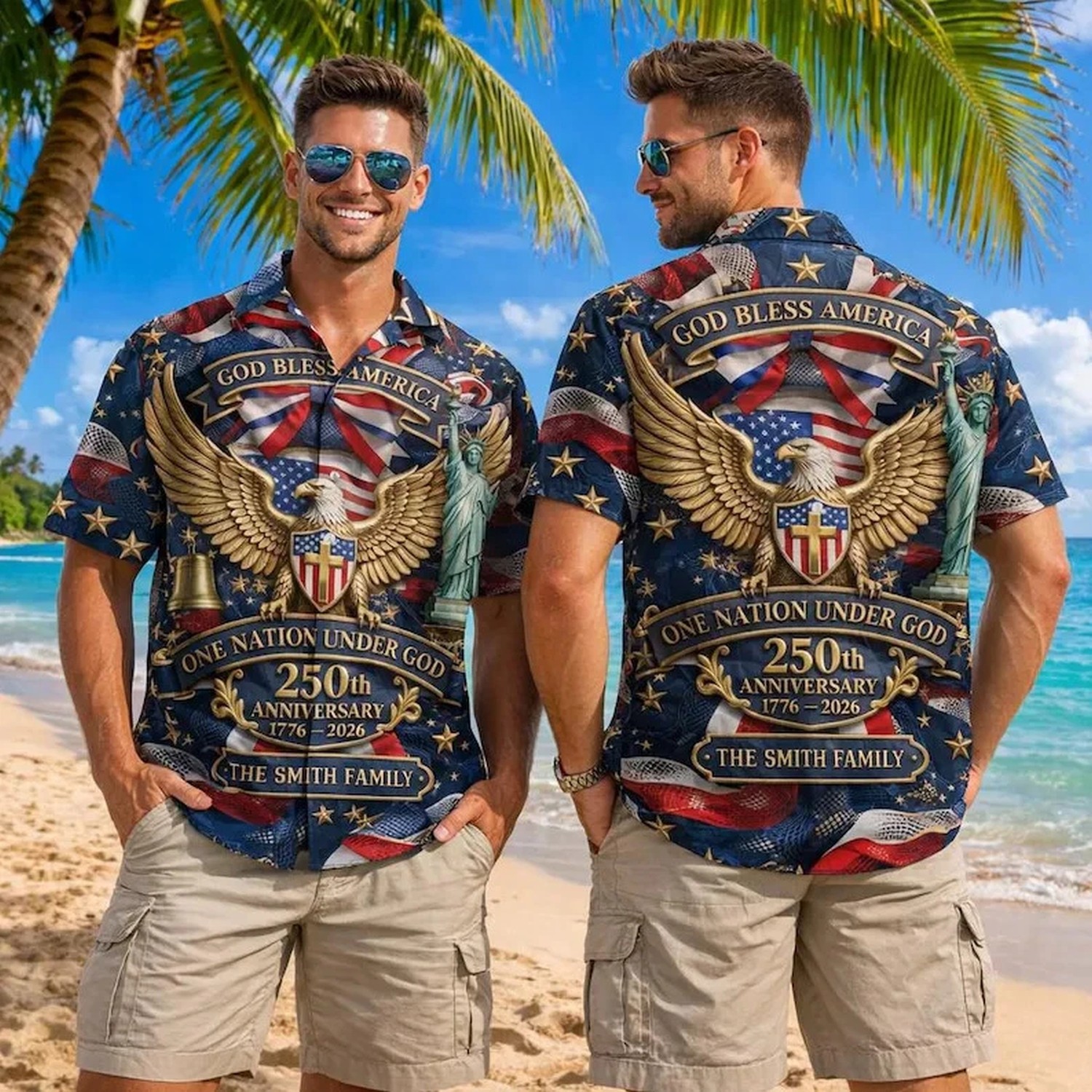 America 250th Anniversary Hawaiian Shirt Patriotic 4th Of July 1776-2026 Freedom