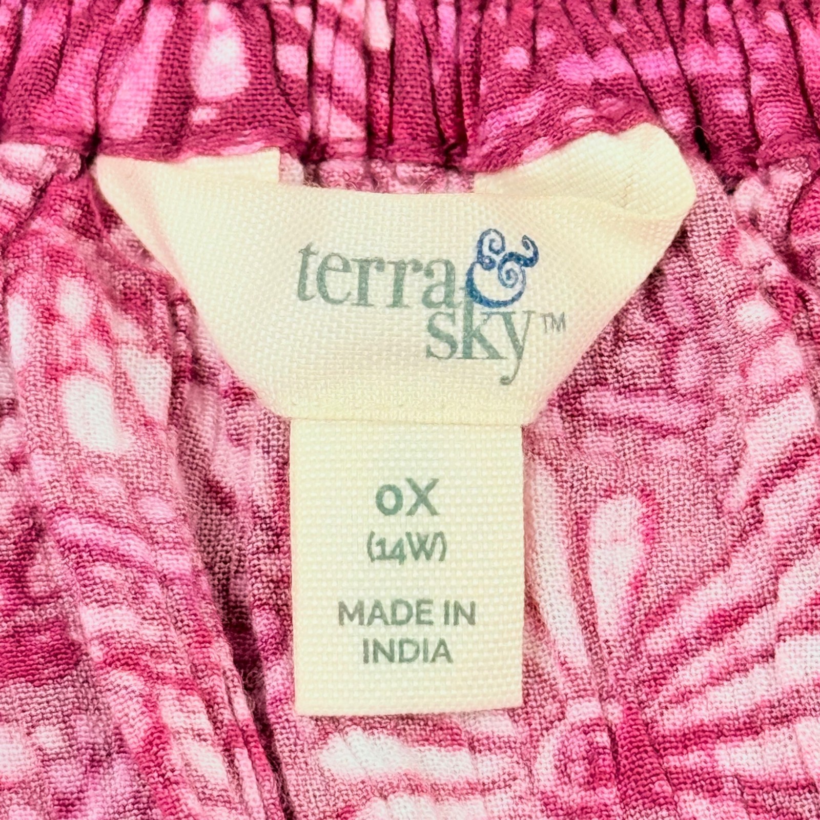 Terra & Sky Pink Summer Maxi Dress Size 0X 14W Off Shoulder Batik Geometric NWT
