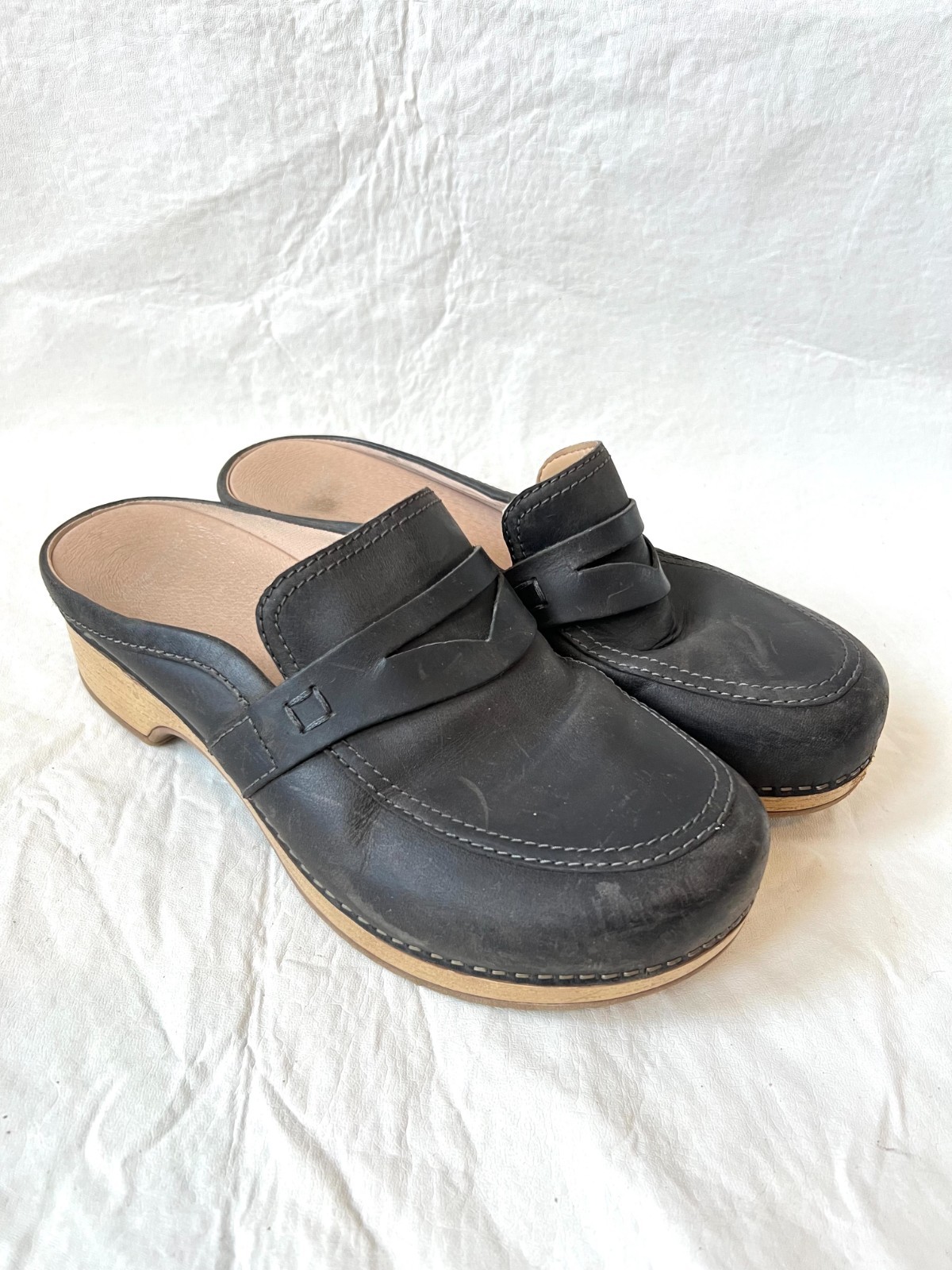Dansko shoes Bel Mules dark gray leather oiled EU 40 9.5 10 womens slip on clog