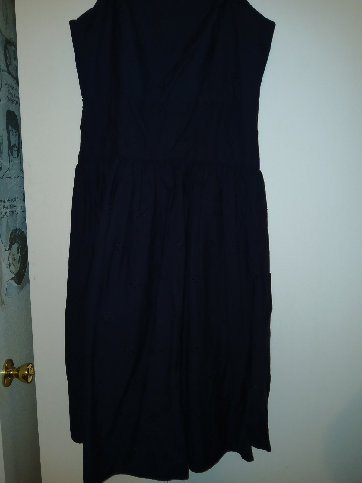 Free Assembly Navy Blue Cotton Eyelet Dress sz M