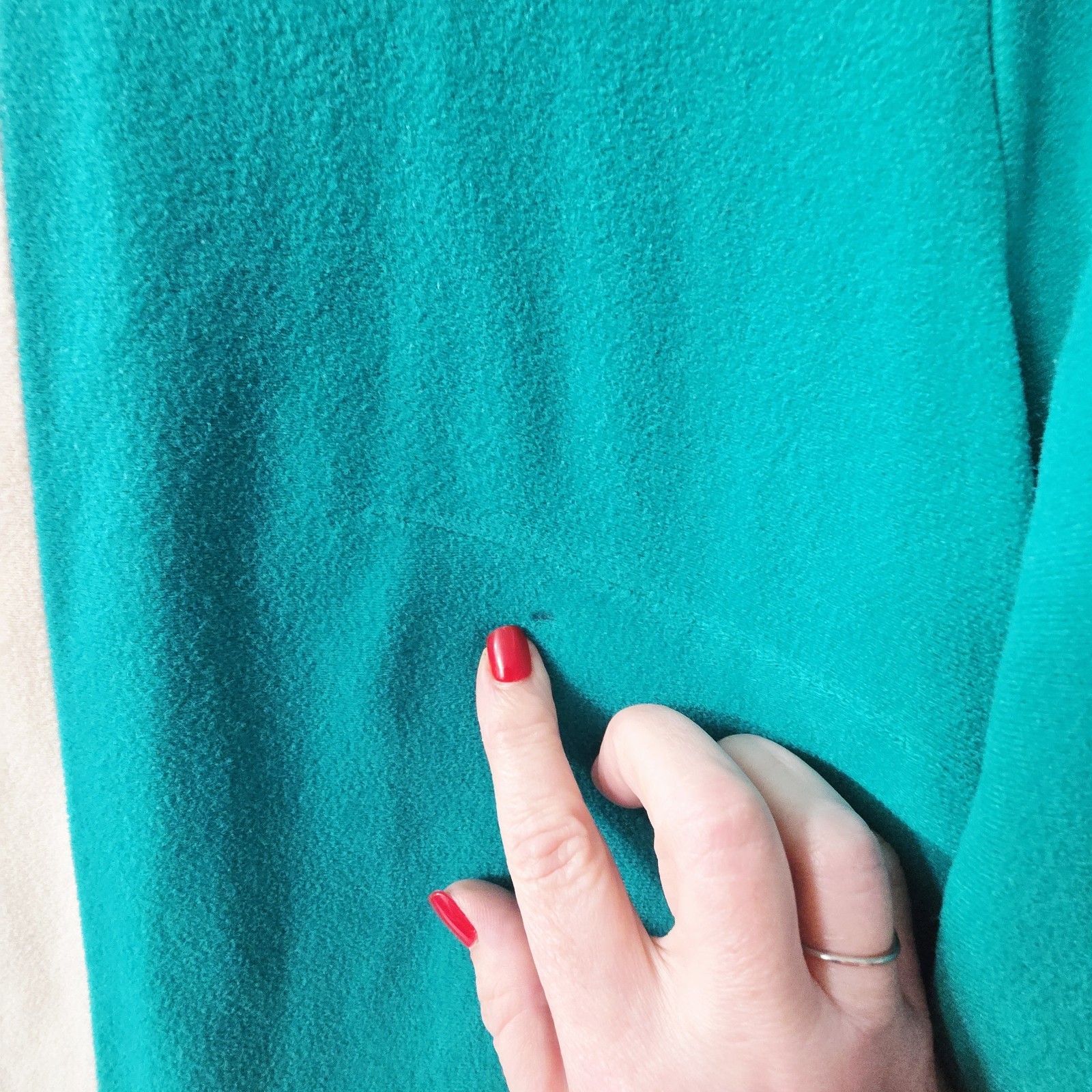 Vtg Vanity Fair Velour Jade Green House Coat Bathrobe Robe Pockets Long ZIPPER