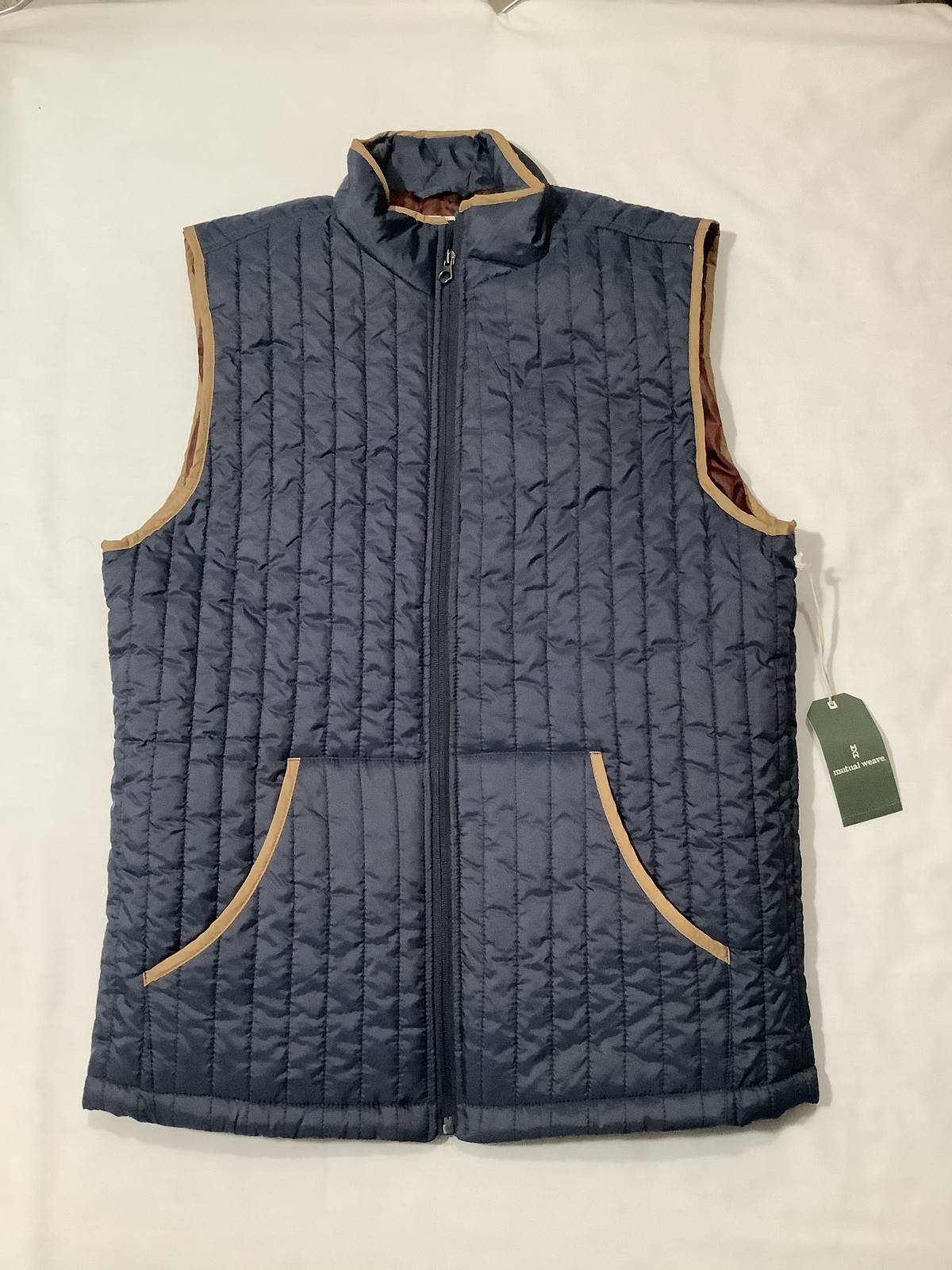 Mutual Weave Vest Mens Medium Ombre Blue Quilted Recycled Polyester Outdoor New