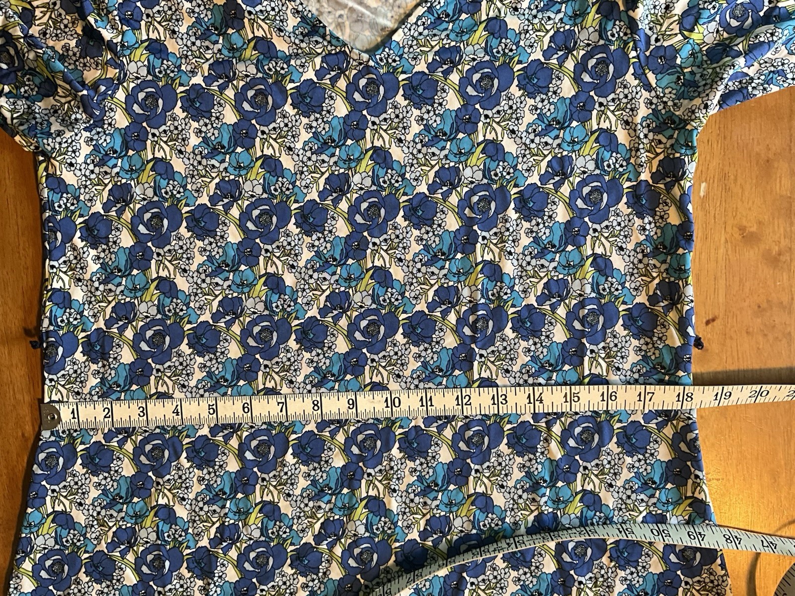 Leota Compass Rose A Line Dress Belted Blue Floral Print Made In USA NYC Spring