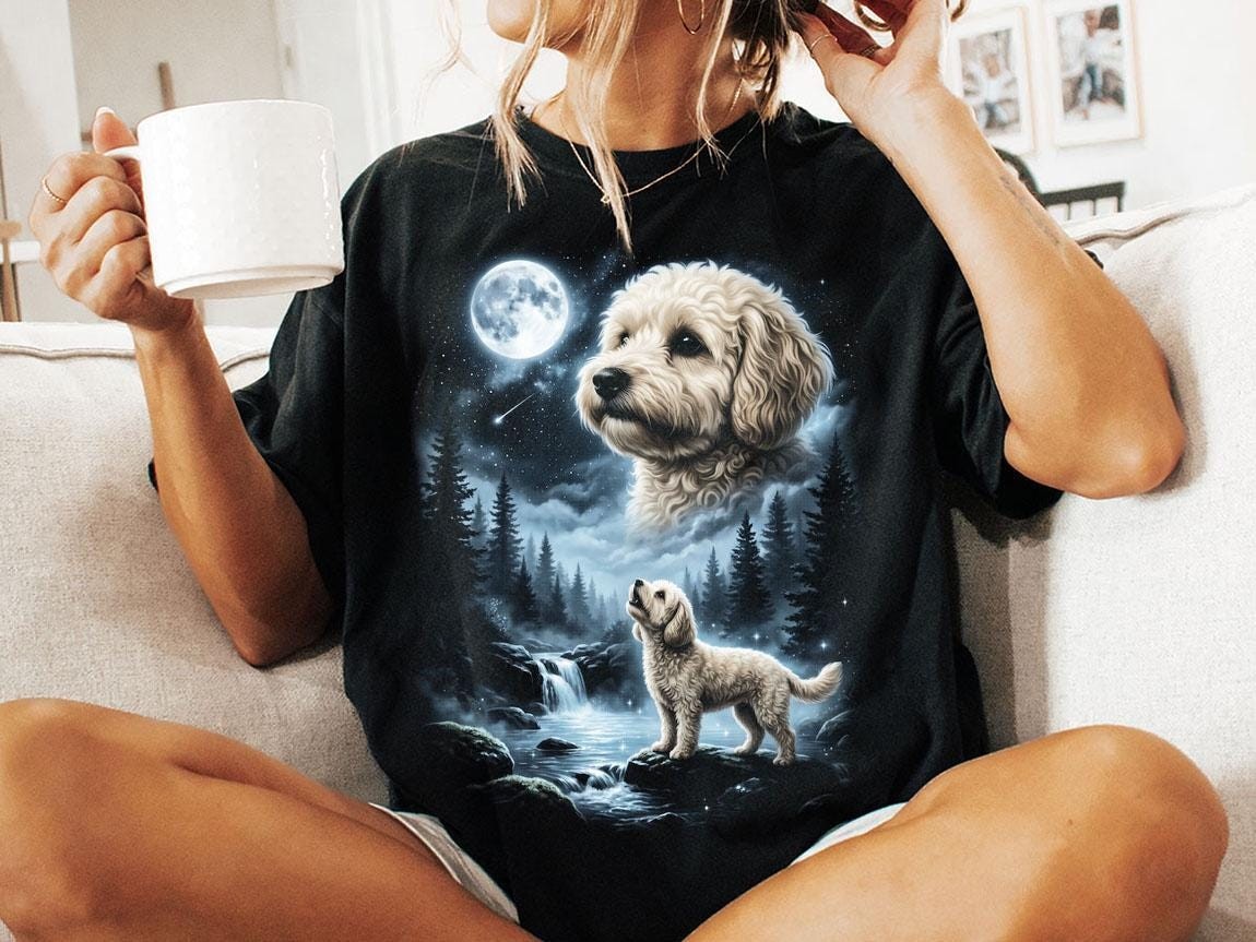 Maltipoo Howling at the Moon Shirt Funny Dog Lover Halloween Gift