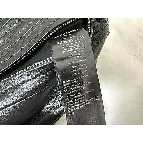 Marimekko KARLA Black Leather Shoulder Bag Crossbody Women 12.6in 18cm
