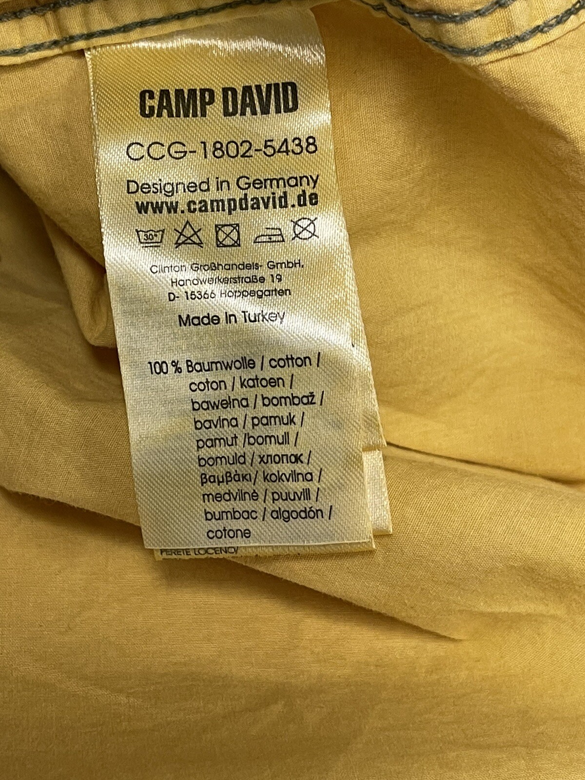 Camp David Shirt Mens Small Button Up Namibia Flag Embroidered Yellow N181