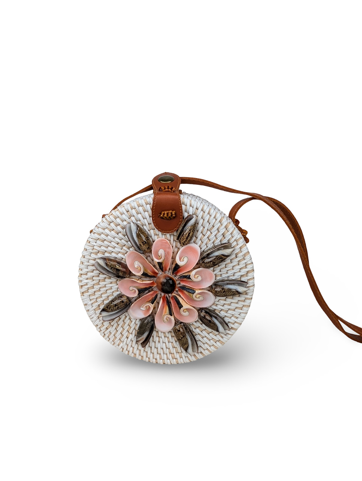 Wicker Crossbody Bag, Shell Floral Bag, Boho Beach Bag, Natural Shell Bag