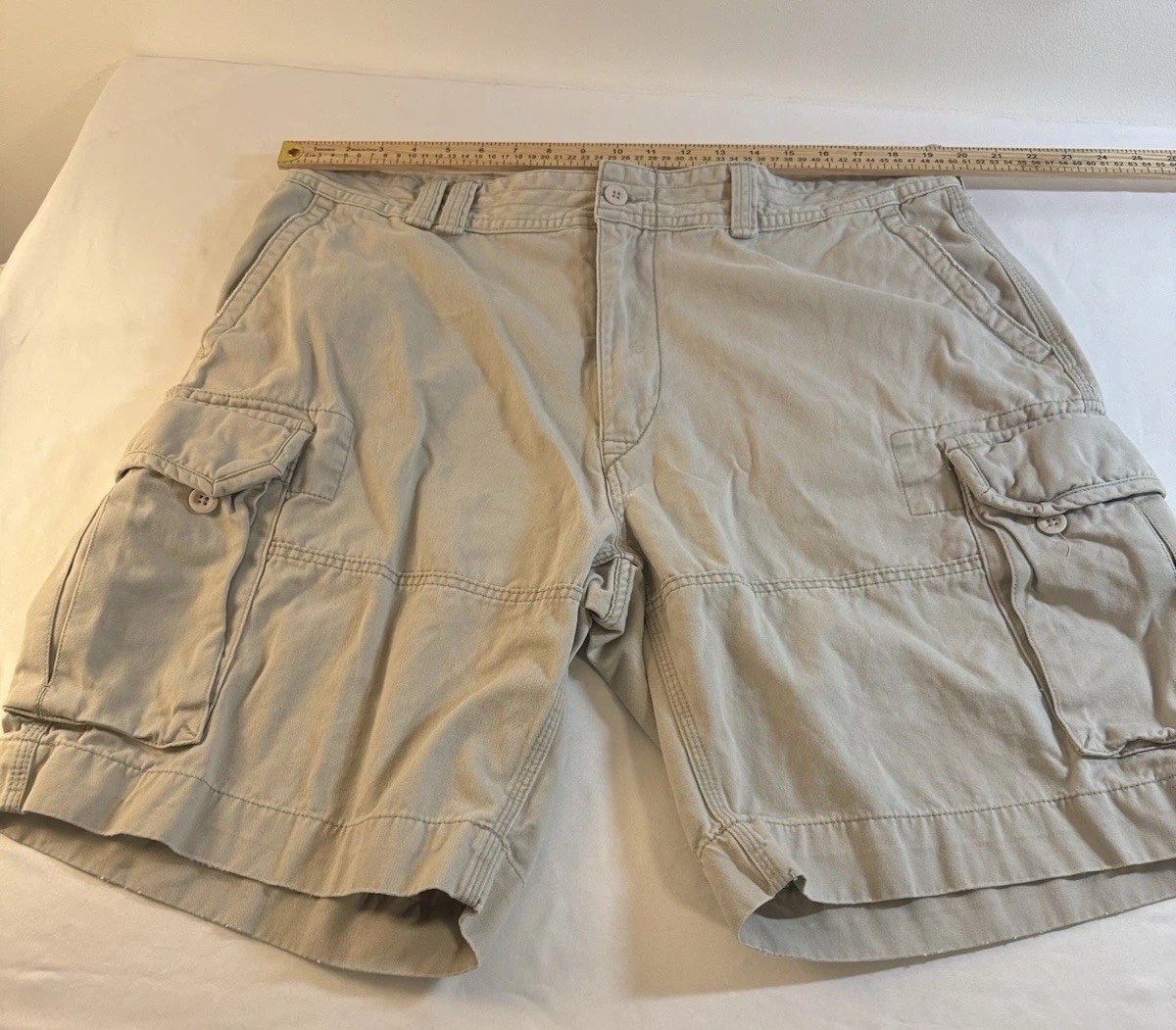 #1579 Polo Ralph Lauren Beige Chino Cargo Shorts Men’s RN41381 Cotton Flat Front