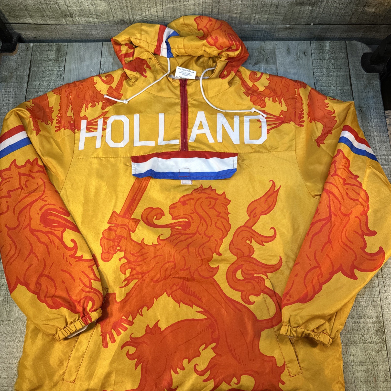 PAGFLAG Holland Netherlands Dutch Lion Anorak Windbreaker Jacket S/M Oranje