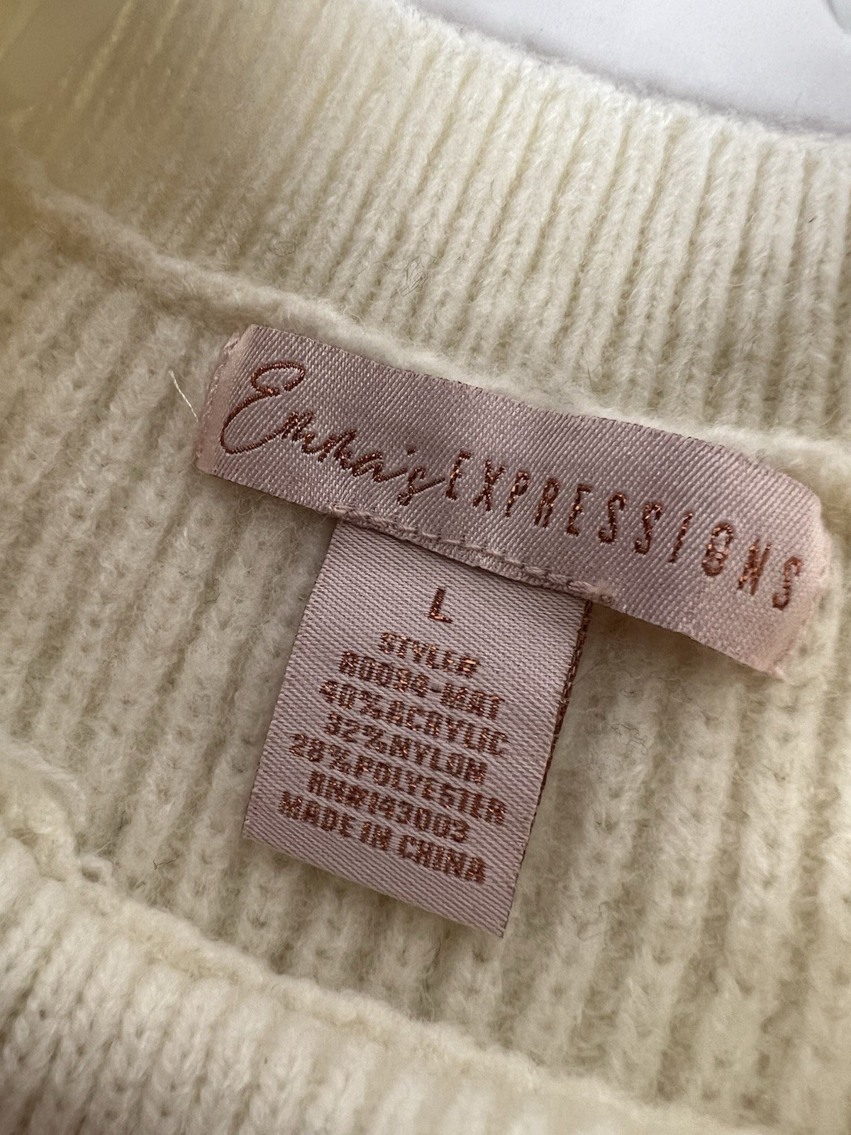 Emma’s Expressions Sweater Cream & Black Striped Boho City Preppy Women’s Size L