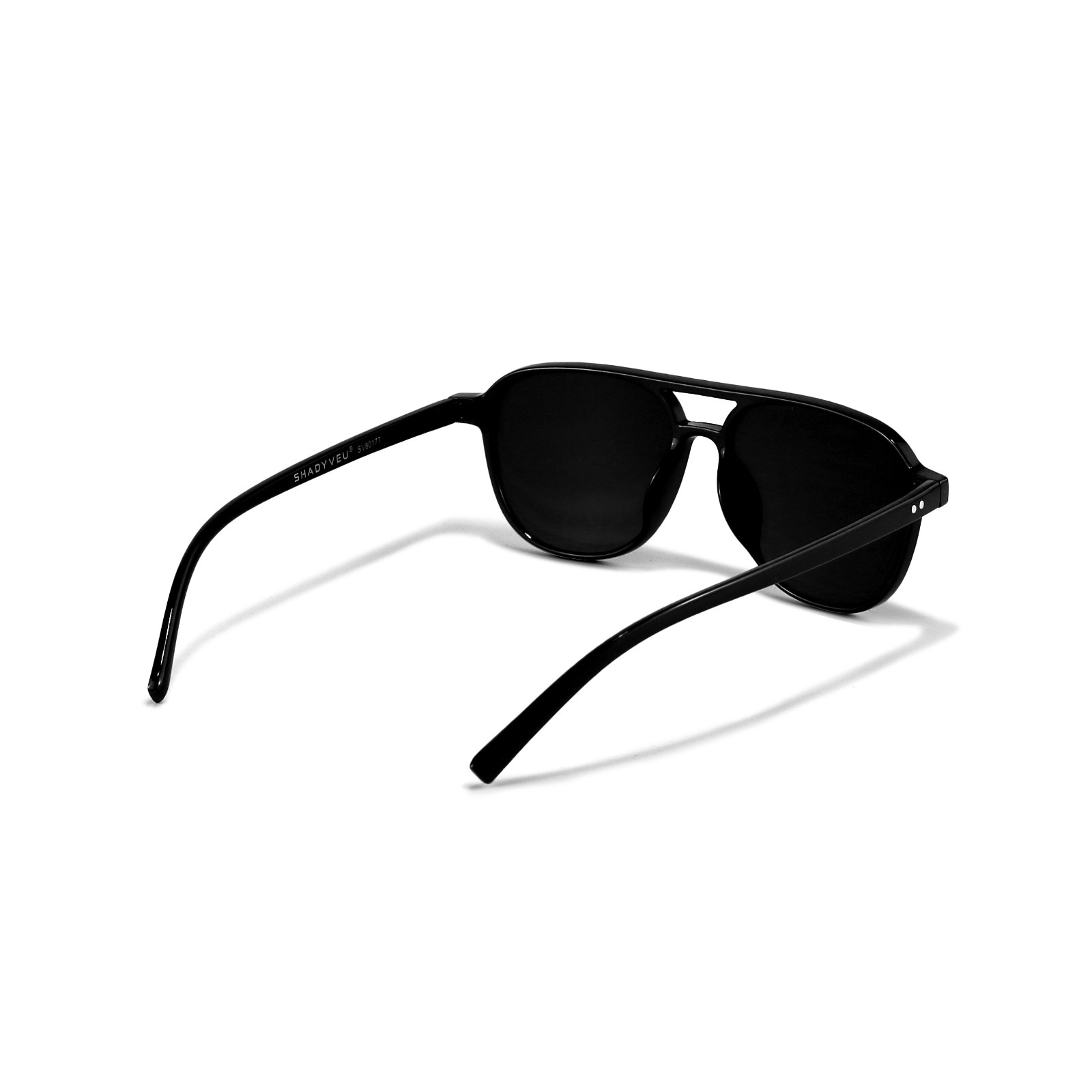 Mens Classic Round Horned Rim Spring Hinge 80’s Dark Black Lens UV Sunglasses