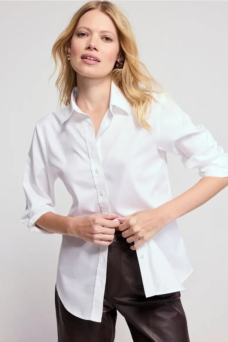 The Shirt by Rochelle Behrens The Jet Set Icon Shirt M White Non-Iron Minimalist