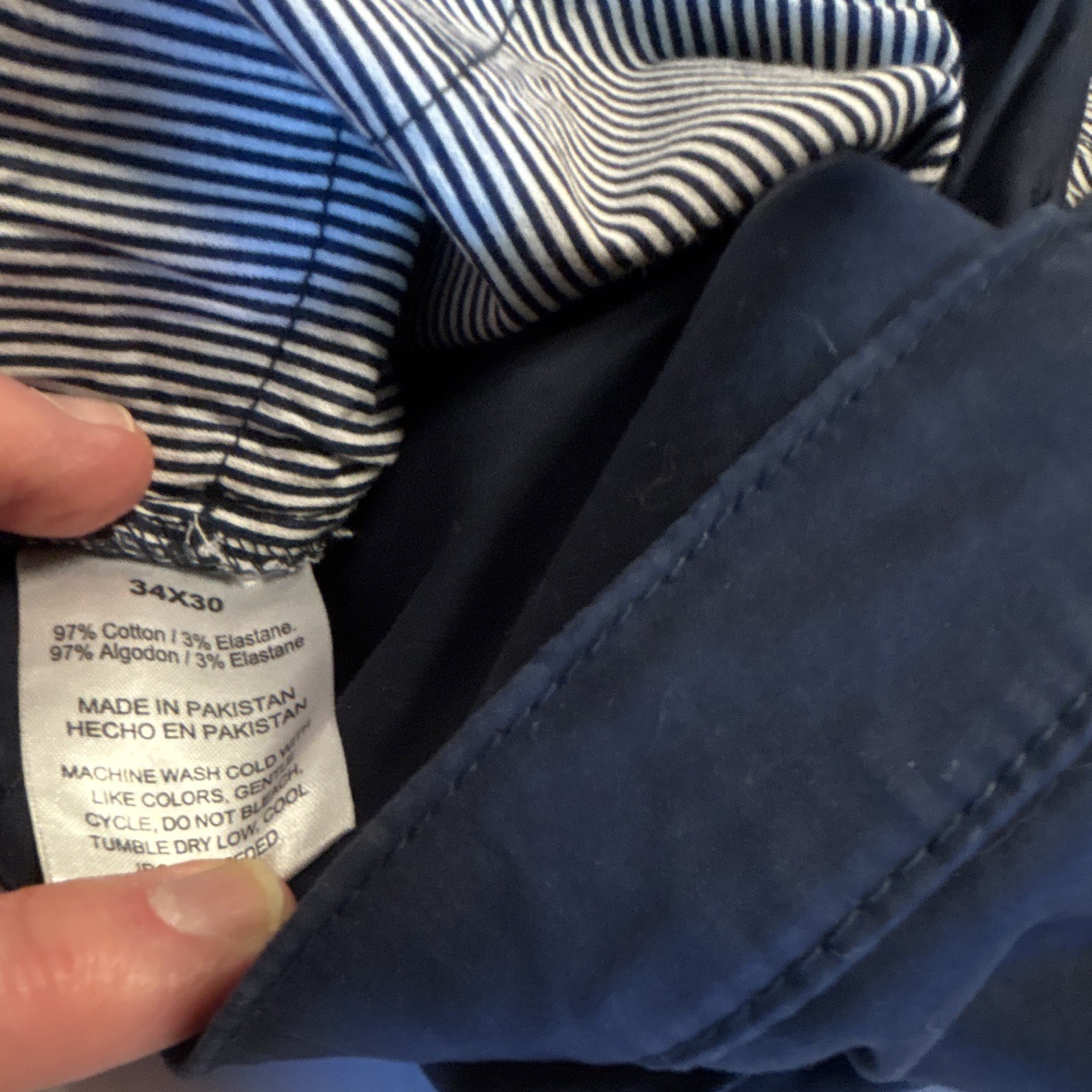 ⁠OneDayAway Mens 5 Pocket Stretch Sateen Pants 34×30 Total Eclipse Navy NWT