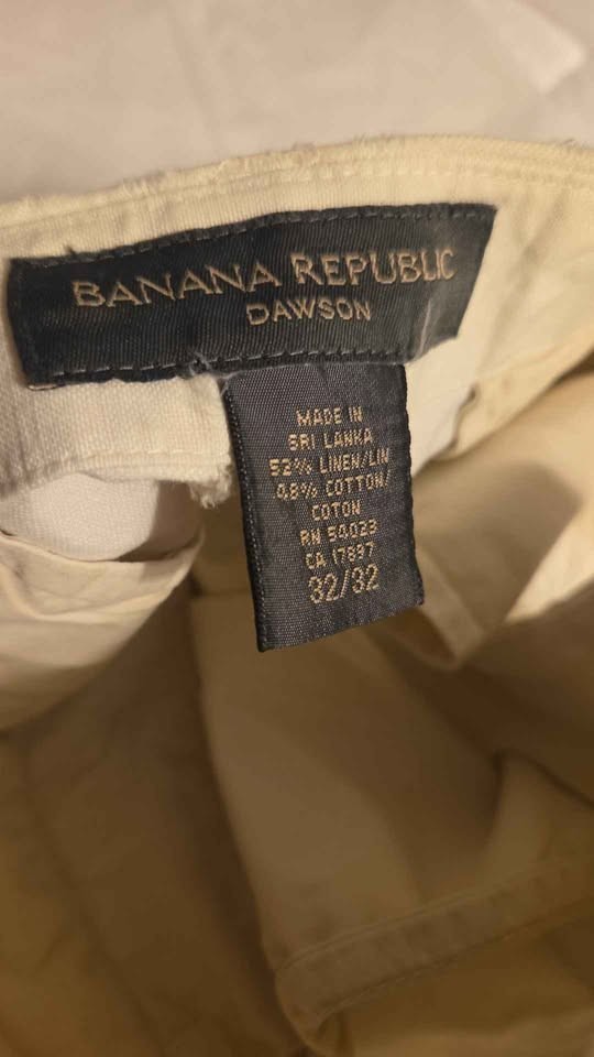 Banana Republic Dawson 32/32L Mens Off-White Chino Trousers