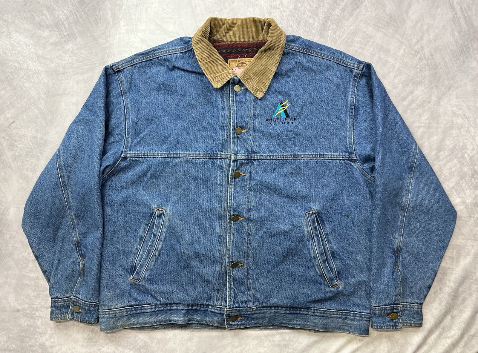 Vintage Sports Master Blanket Lined Denim Jacket Size XL USA Made Aztec
