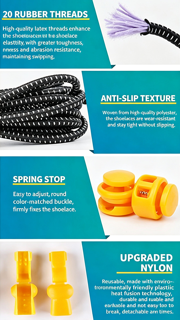 No Tie Elastic Shoelaces Lock Laces for Running Shoes Sneakers Lazy Shoe Laces
