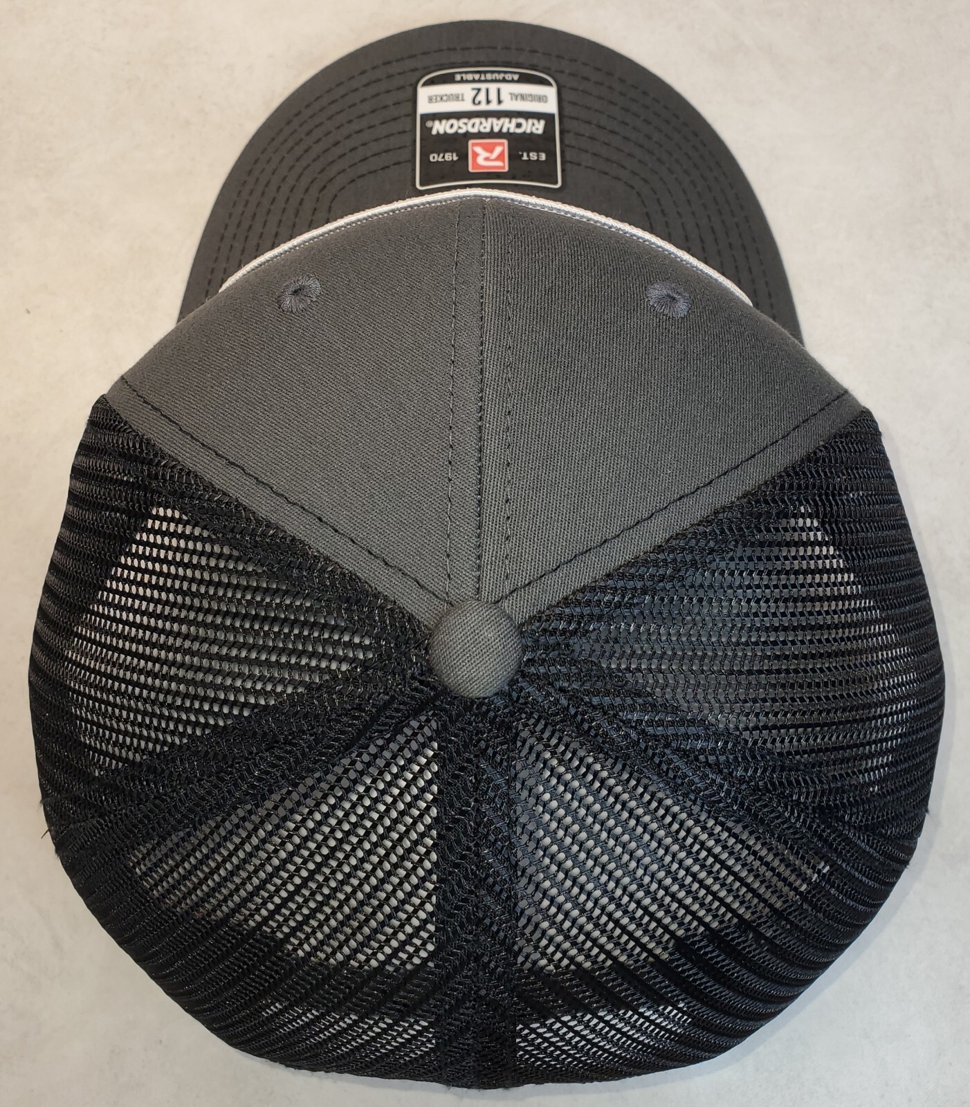 Peterbilt Red Patch on Richardson 112 Trucker Hat Snapback Charcoal/Black