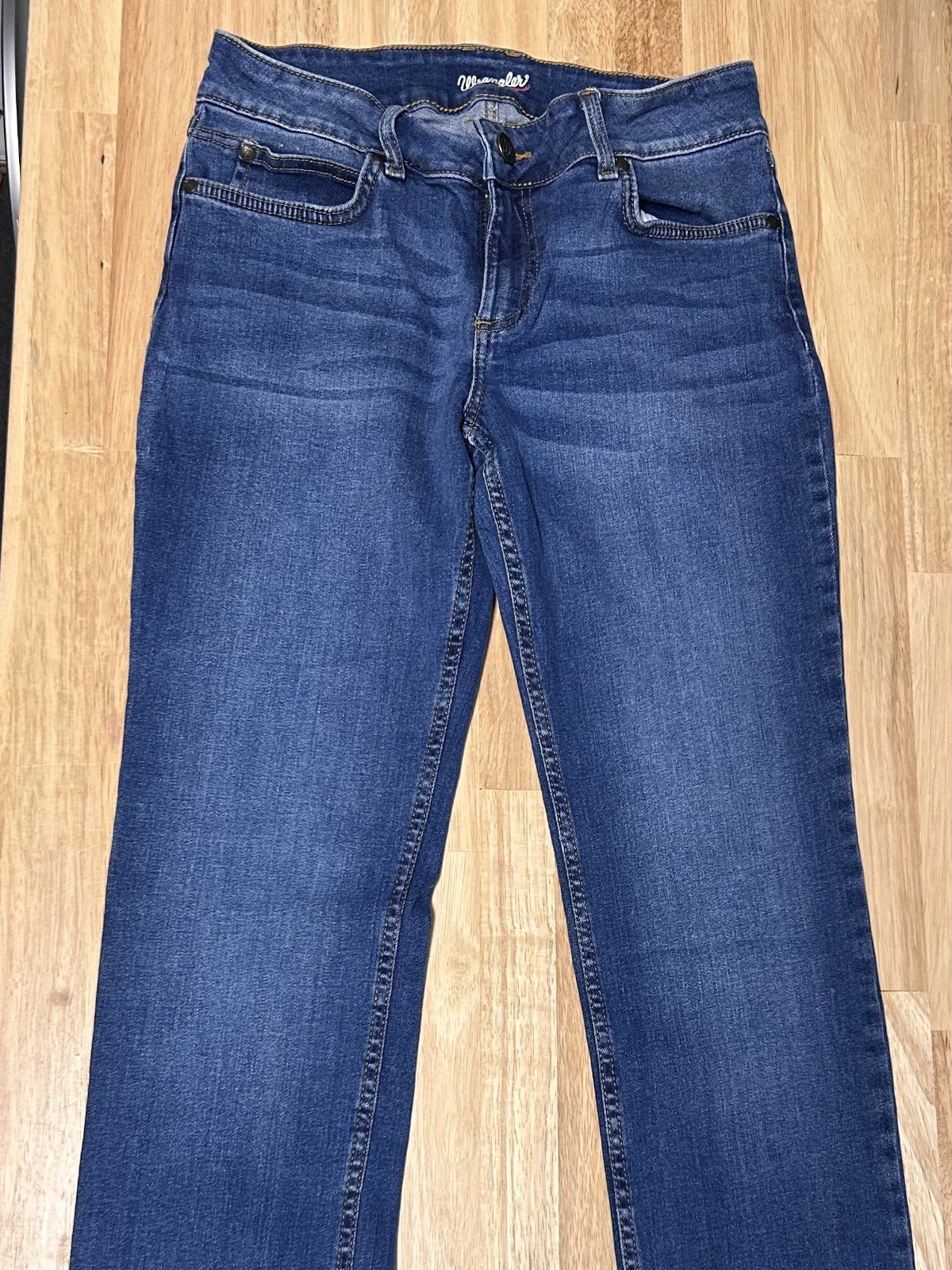 Wrangler Retro Jeans Womens 7×34 Stretch Straight Leg Dark Wash 5 pocket