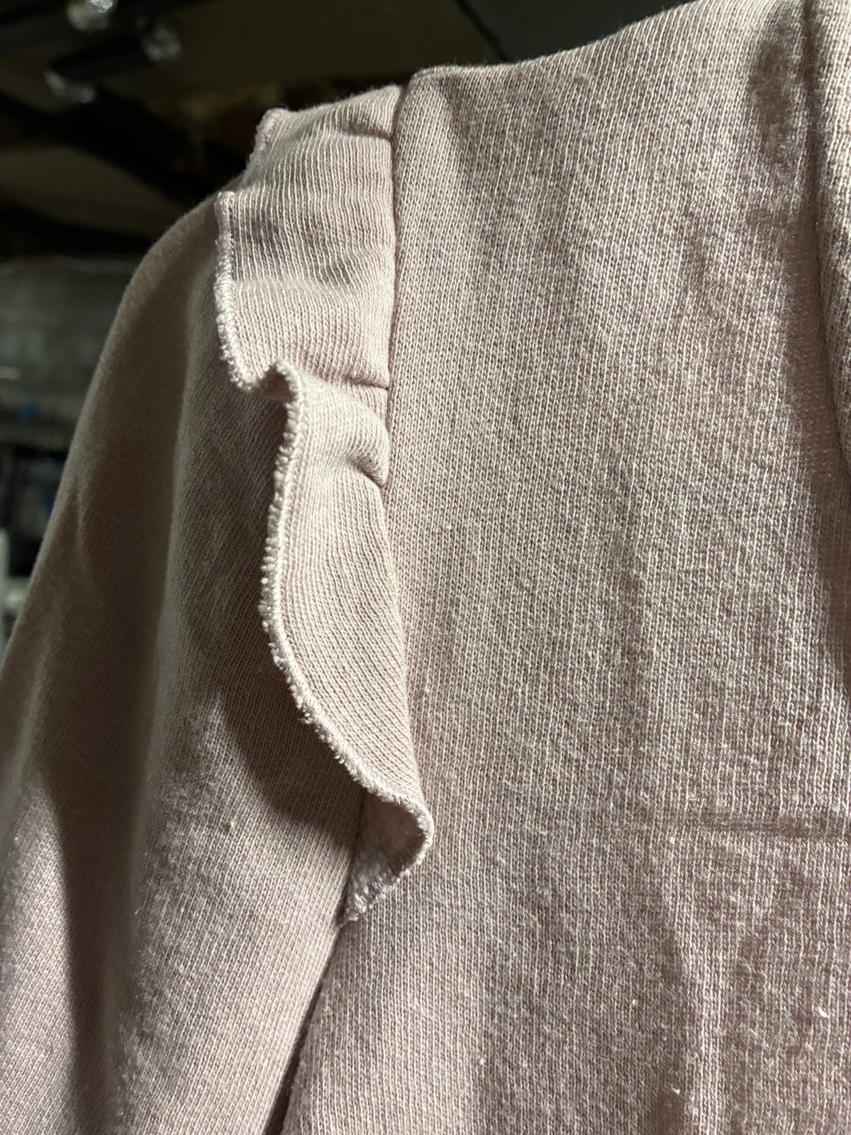 Nine West Women’s S Pink V-Neck Puff Sleeve Ruffle Tunic Knit Pullover