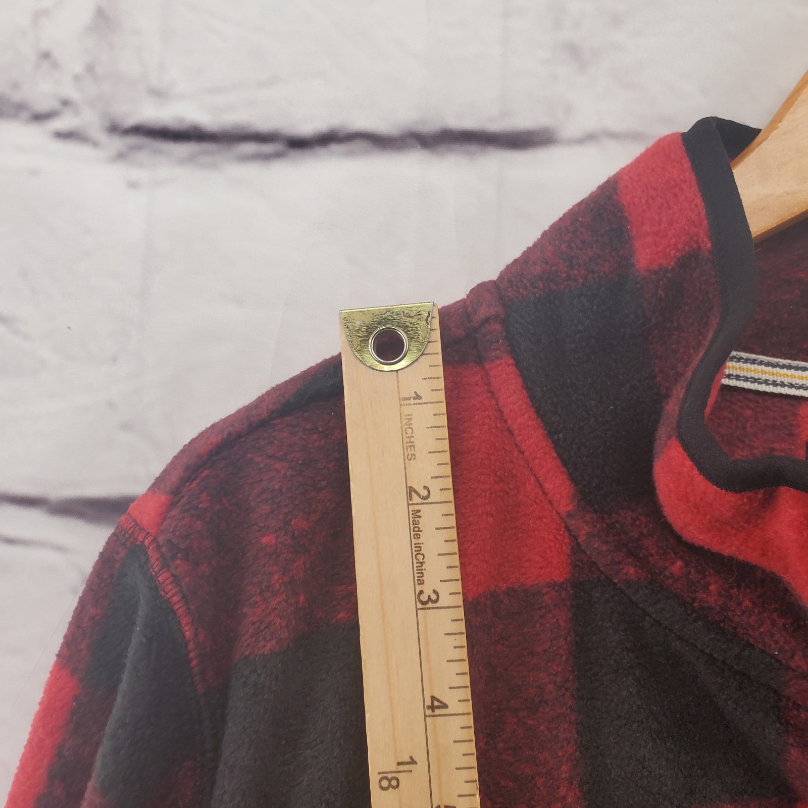 PENDLETON Jacket Mens Large Buffalo Plaid 1/4 Zip Long Sleeve Red Black