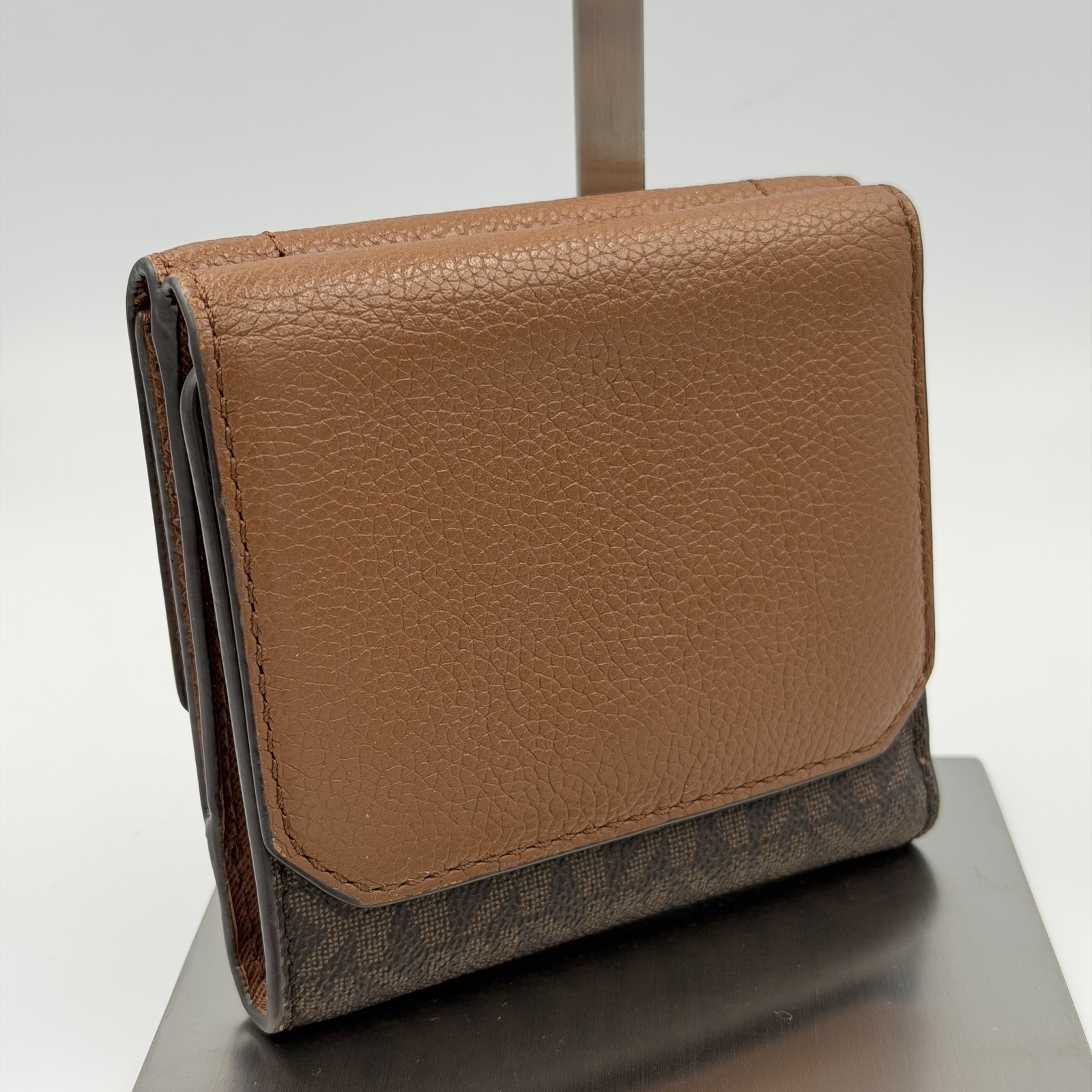 Michael Kors Bifold Wallet Leather Dark Brown Gold Hardware Compact Bangladesh