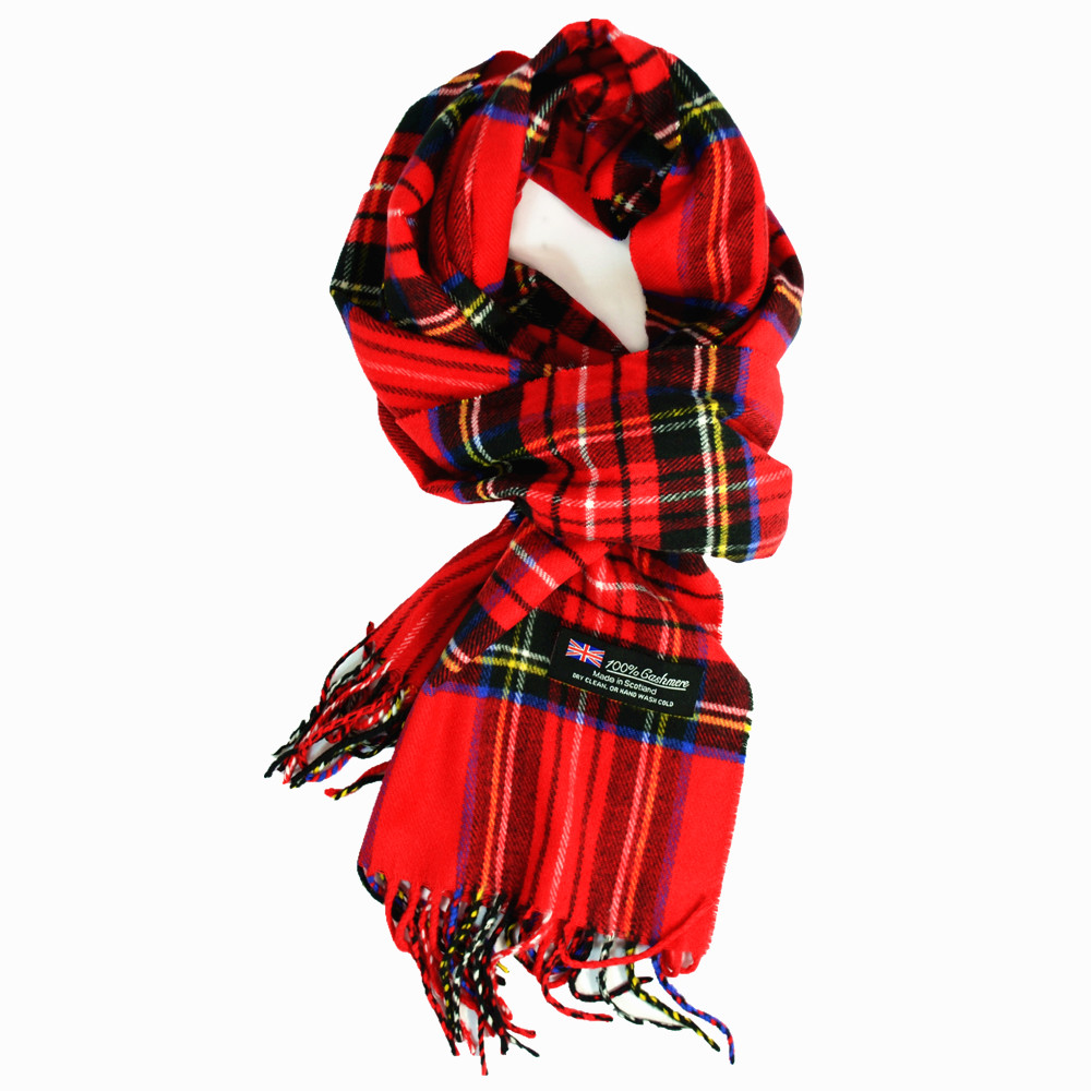 Wholesale Lot For Unisex Royal Stewart 100% CASHMERE Scarf Check Plaid Tartan