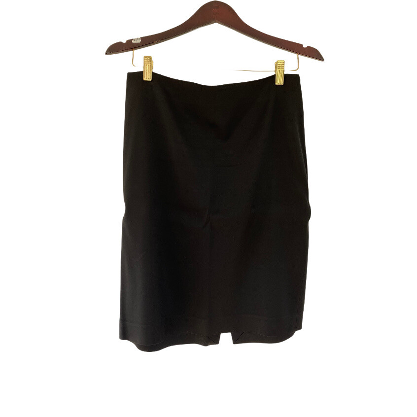 Theory Straight Pencil Skirt Stretch Zipper Closure Back Vent Black Sz 6