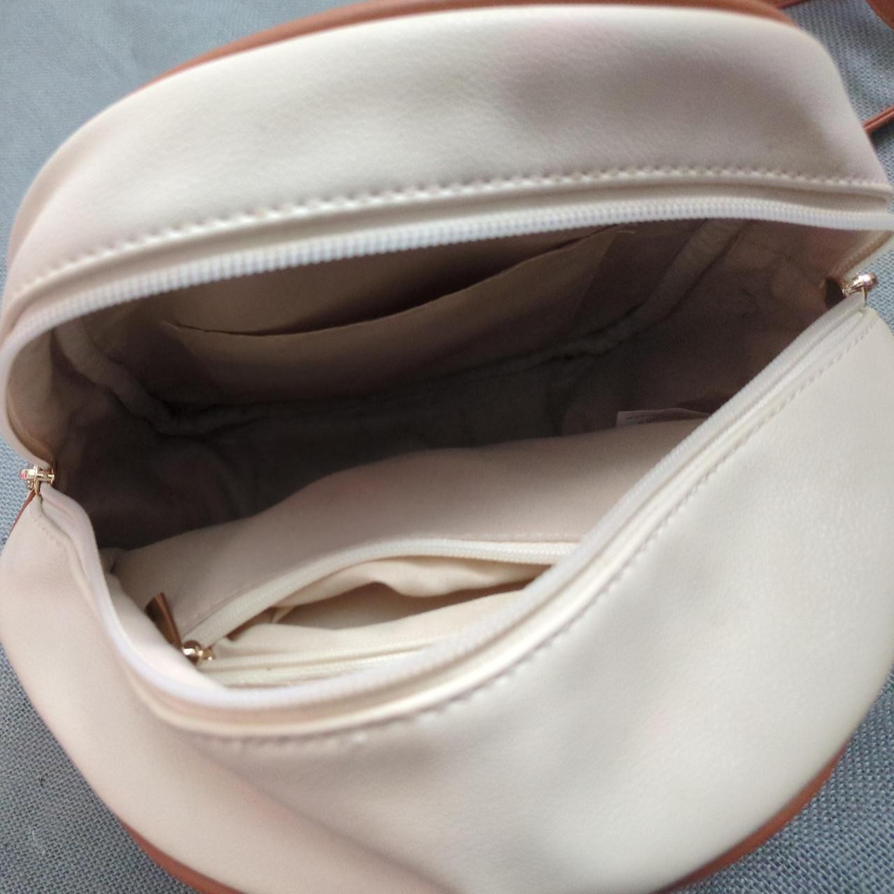 Ecosusi Beige/Brown Mini Backpack Purse w/ Tassel, Zip Closure, Pockets