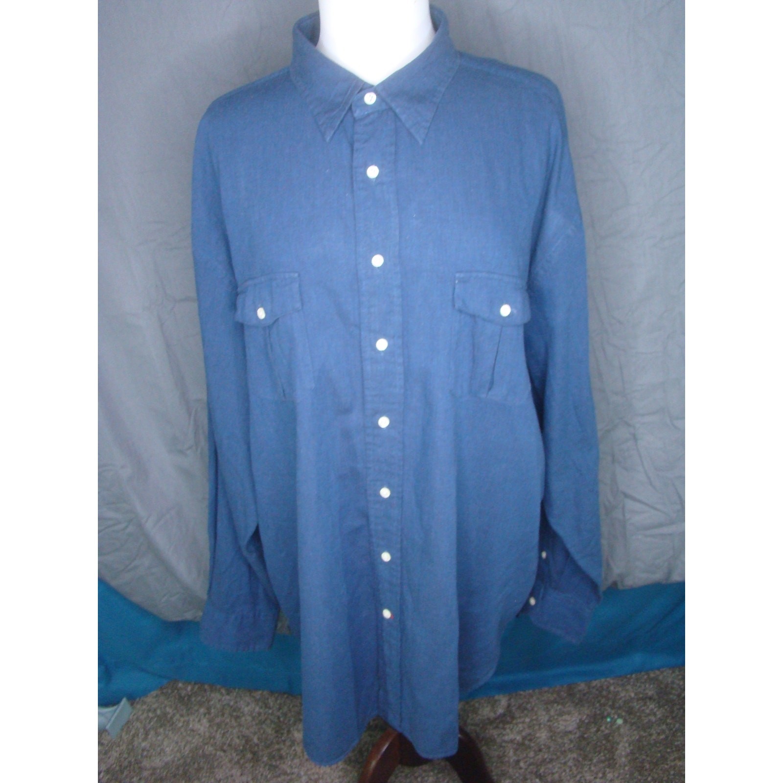 Daniel Cremieux Collection Mens Denim Blue Button-Up shirt size XL