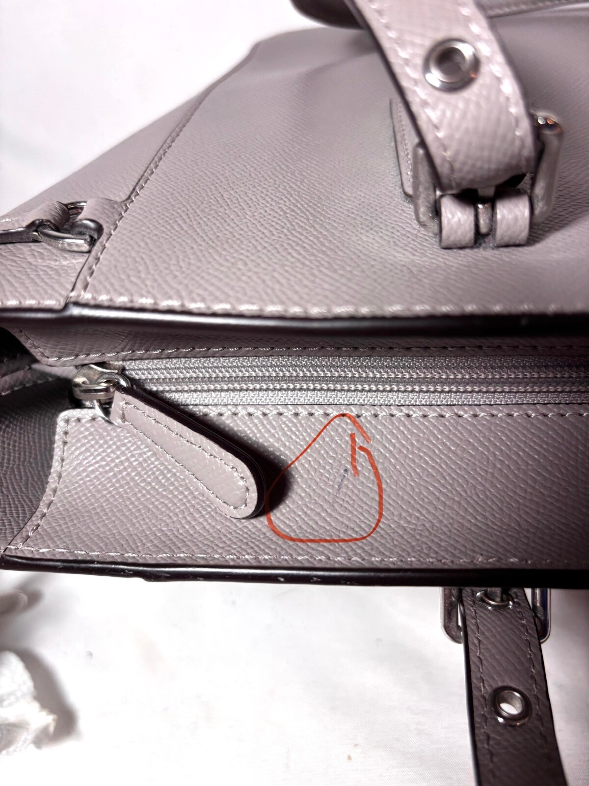 MICHAEL KORS LARGE XL DRAWSTRING ZIP TOTE LAPTOP MK GRAY LEATHE TRAVEL