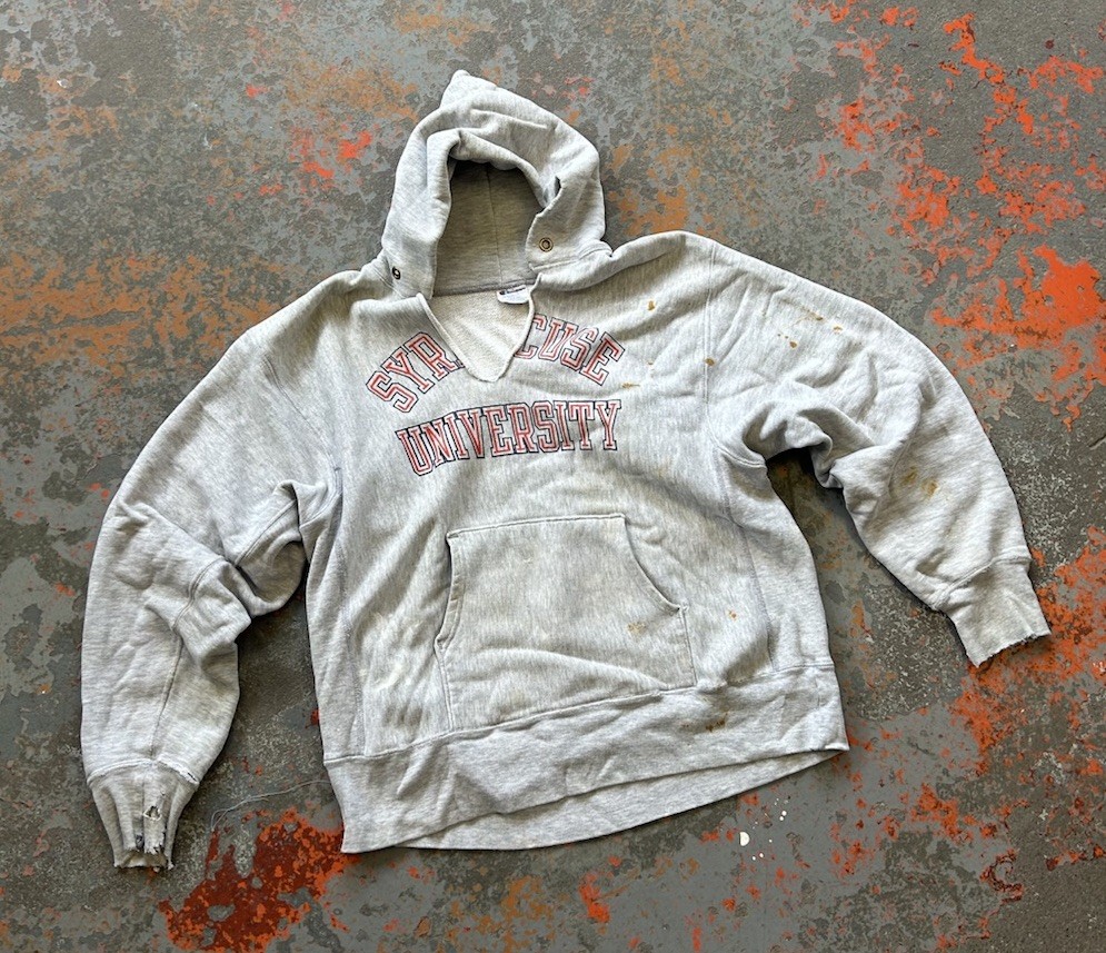 Vintage 80s Champion Reverse Weave Hoodie Syracuse College After Hood Warmup Lg