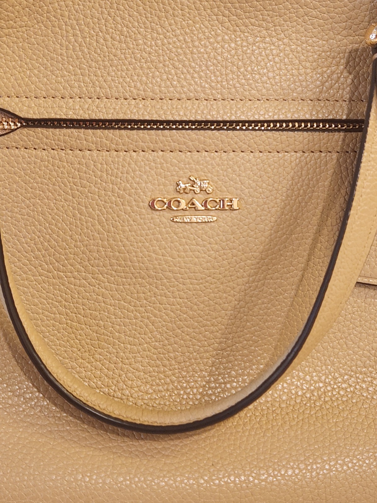 Coach Prairie Pebbled Leather Satchel Crossbody Women’s Handbag – Camel/Tan