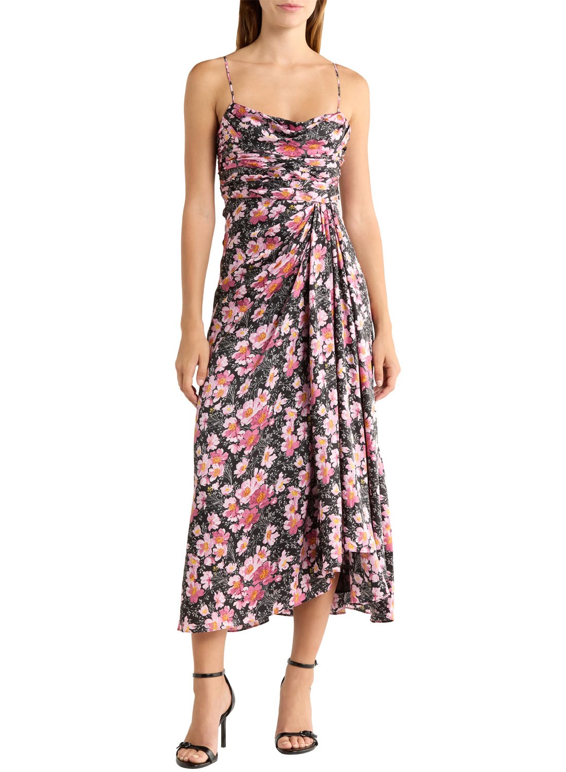 Cinq a Sept Womens Cosmo Flowers Kasia Maxi Dress 4 Black/ Mauve Orchid NWT $495