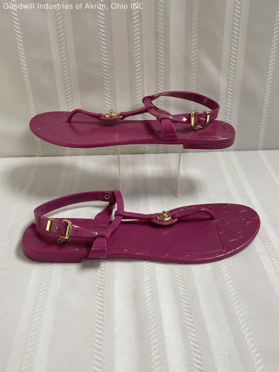 Coach Pier Fuchsia Pink Jelly T-Strap Sandals Women’s Size 9 COA