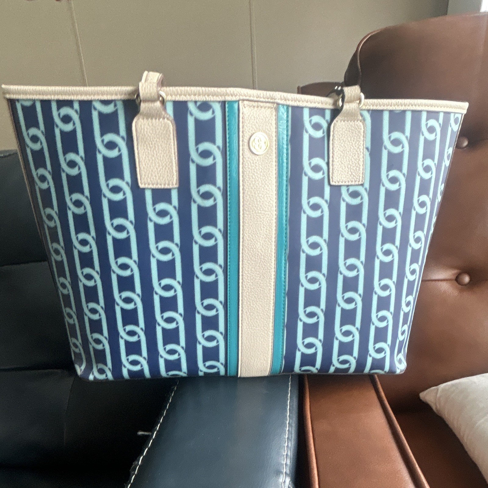 Tory Brunch Gemini Link Canvas Tote