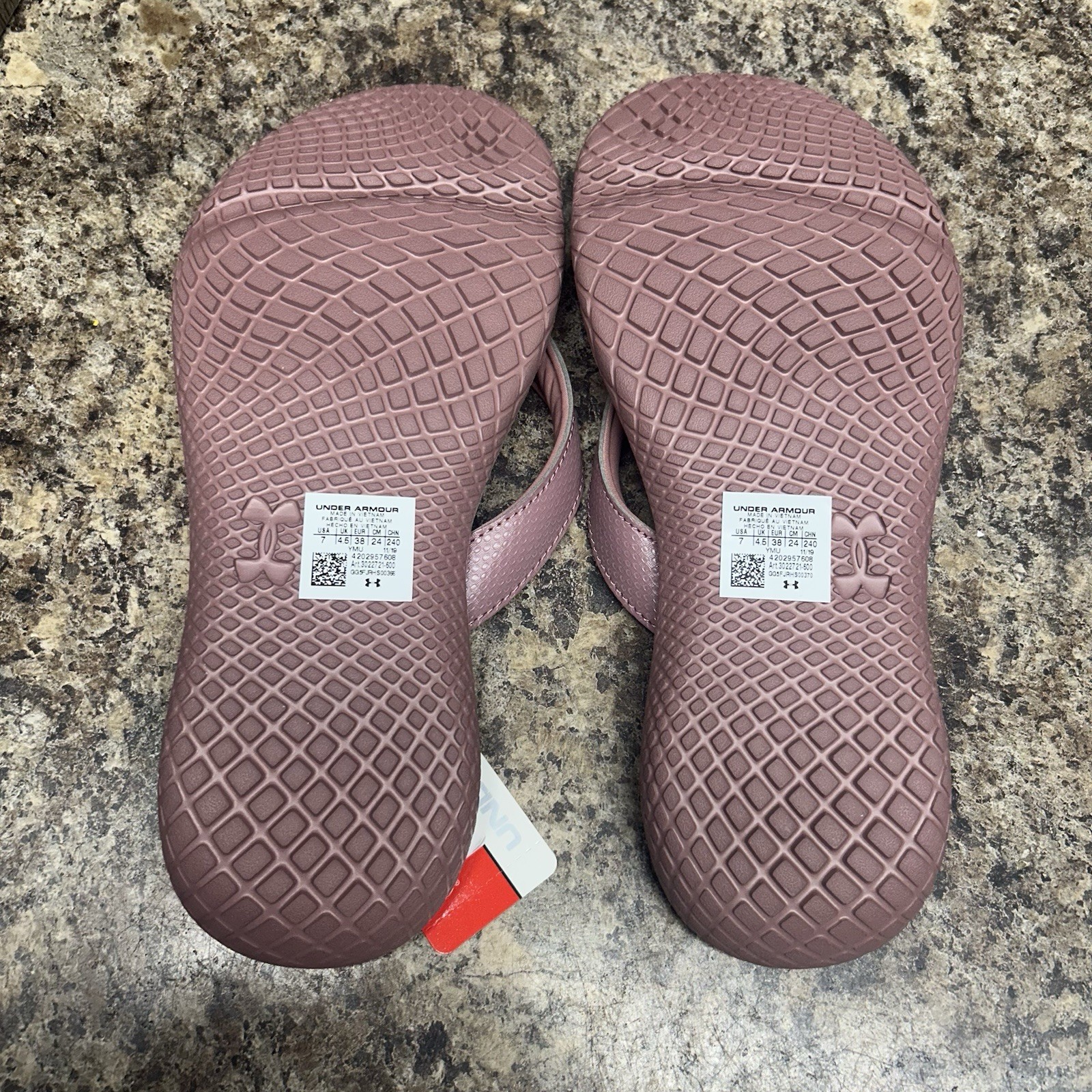 NEW NWT Under Armour Marbella VII Trace Pink Flip Flop Sandals Womens 7