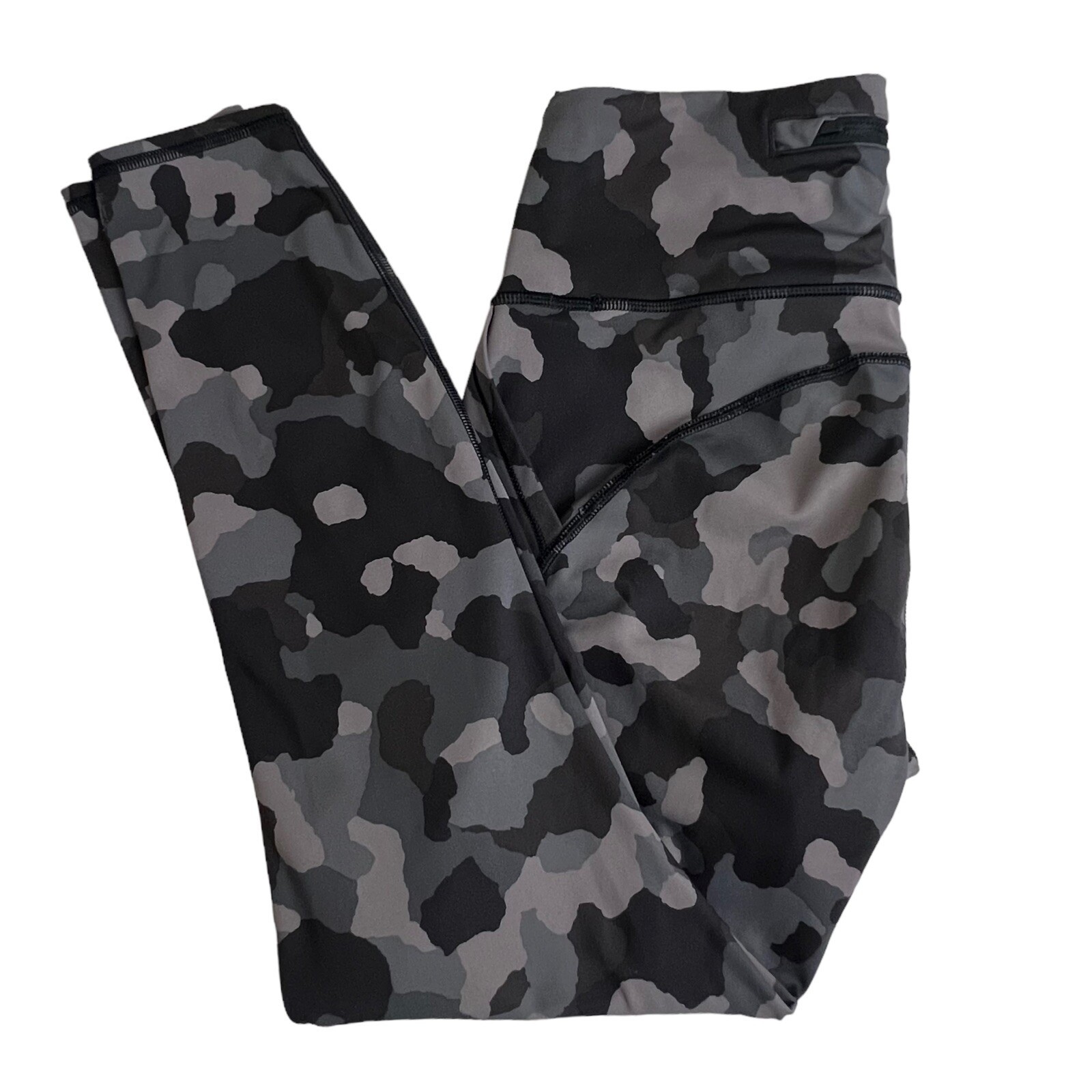 Athleta Womens S Lightning Camo 7/8 Tight Leggings Grey High Rise Pockets