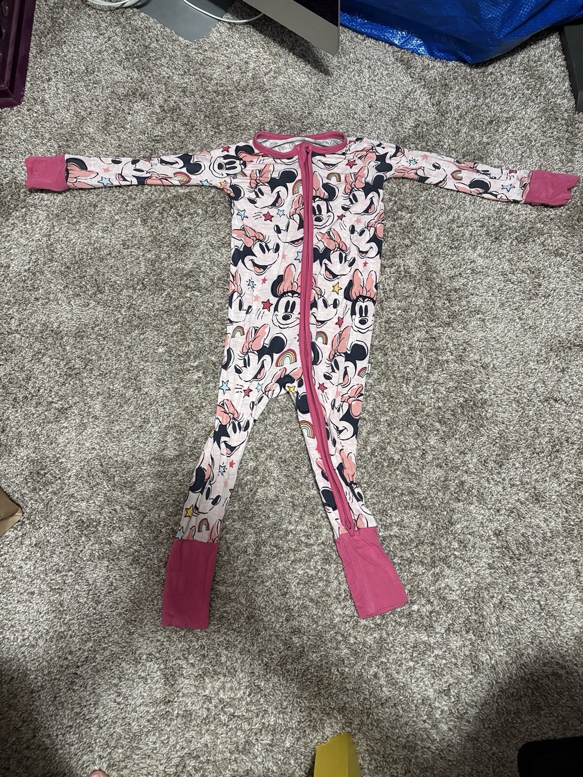 Little Sleepies 12-18 Months Minnie Mouse Disney Pajamas Bamboo One Piece Zip