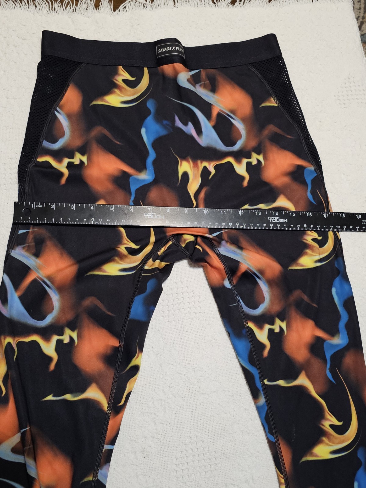 Savage X Fenty Flame Print Leggings Mesh Panel Activewear Multicolor No Tag