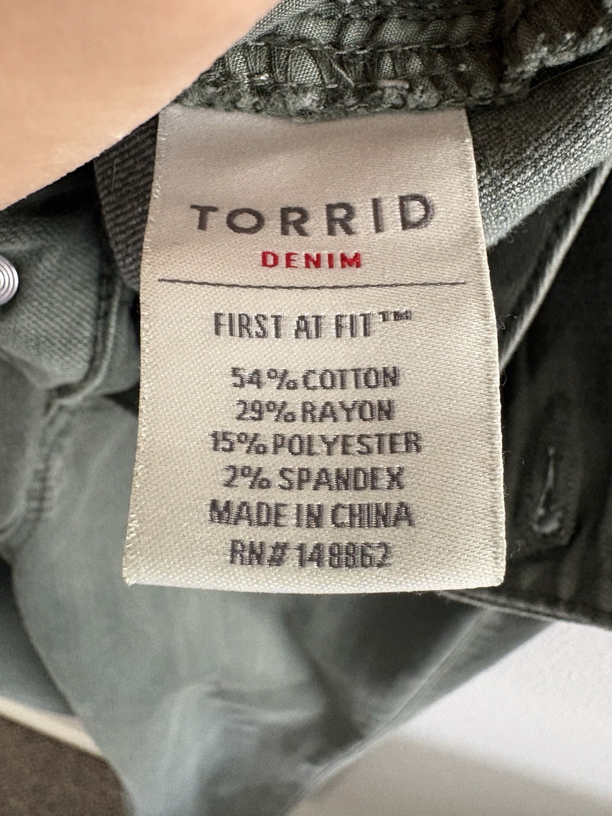 Torrid First at Fit Multi Zip High Rise Skinny Jeggings Olive Green 12R
