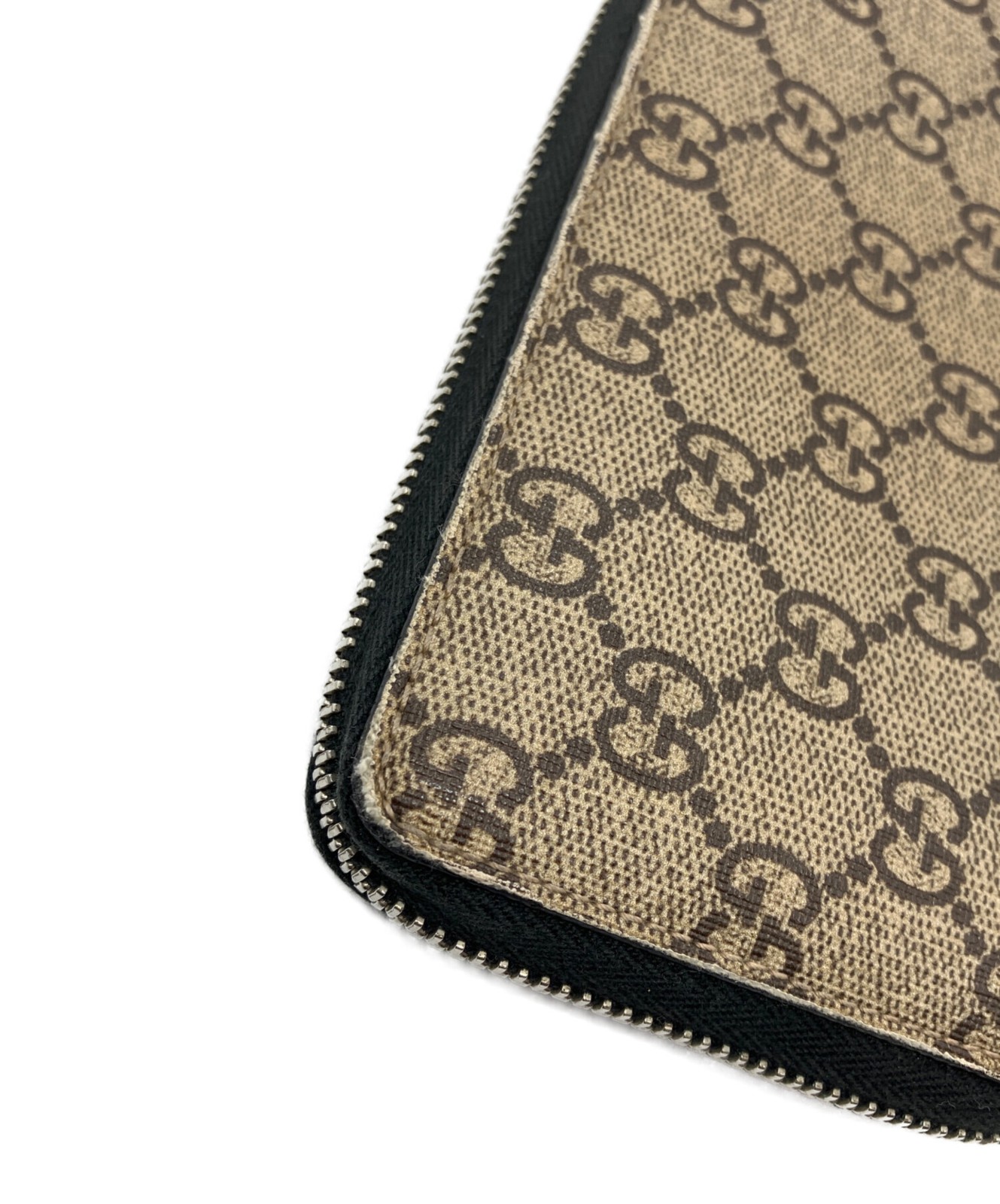 Gucci Kingsnake Print Brown GG Canvas Zip Around Wallet 451273 Italy Unisex