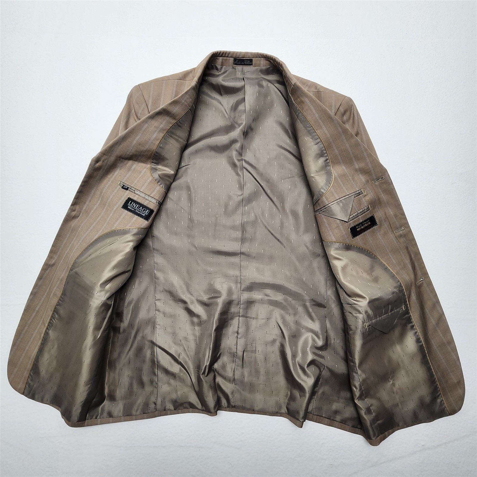 Lineage 40R 32×30 Brown Striped 3Btn 2Pc Mens Jacket Pants Suit