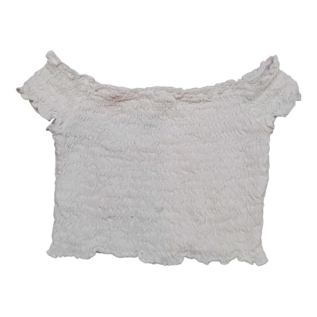 H & M DIVIDED STRETCH CROP TOP. WHITE SIZE XS