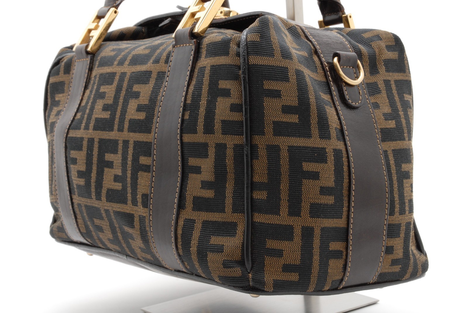FENDI Zucca Vanity Handbag Brown Canvas