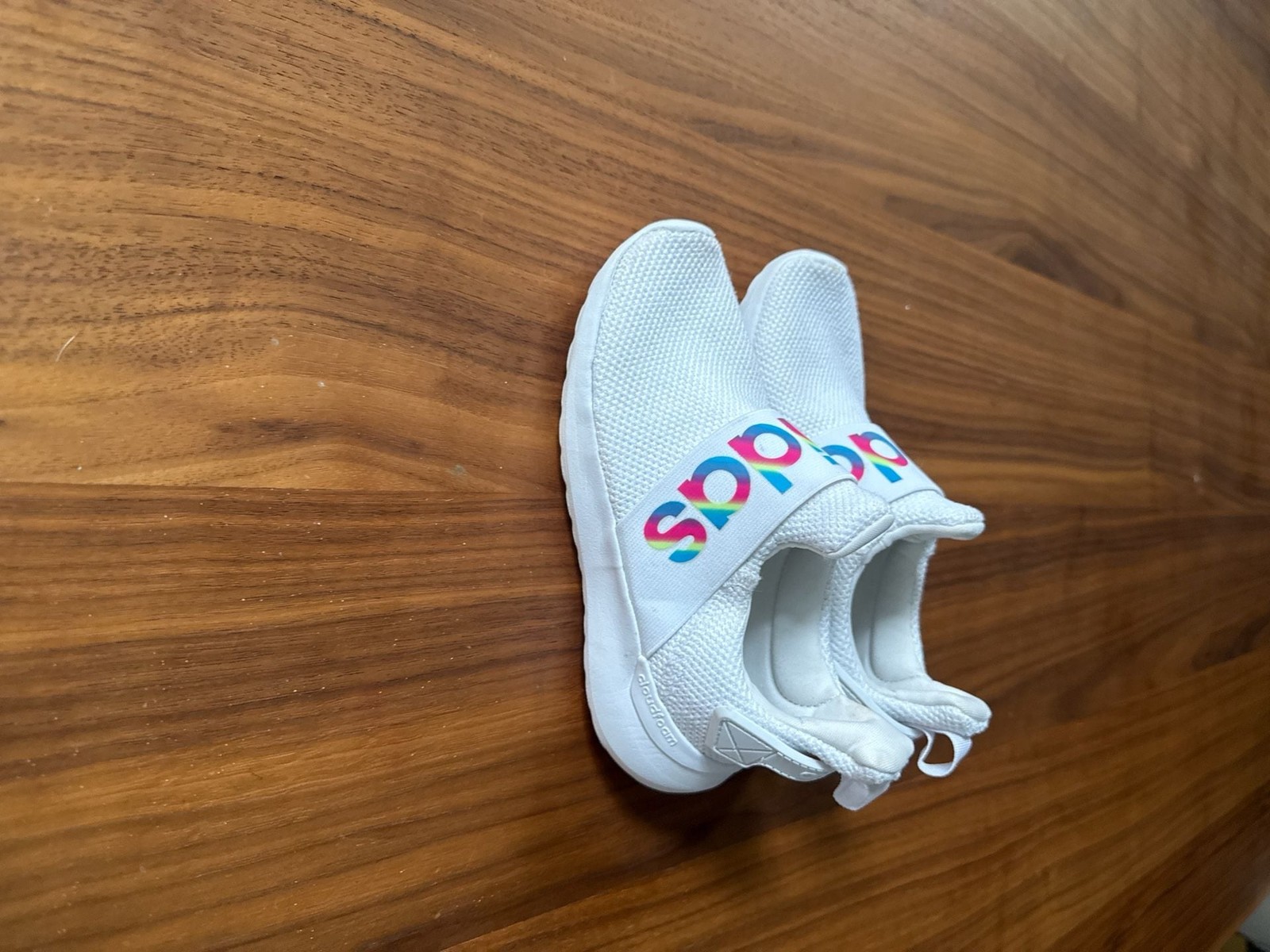 Adidas Kids Lite Racer Adapt 4.0 Slip-On Sneakers White Rainbow Size 11.5K