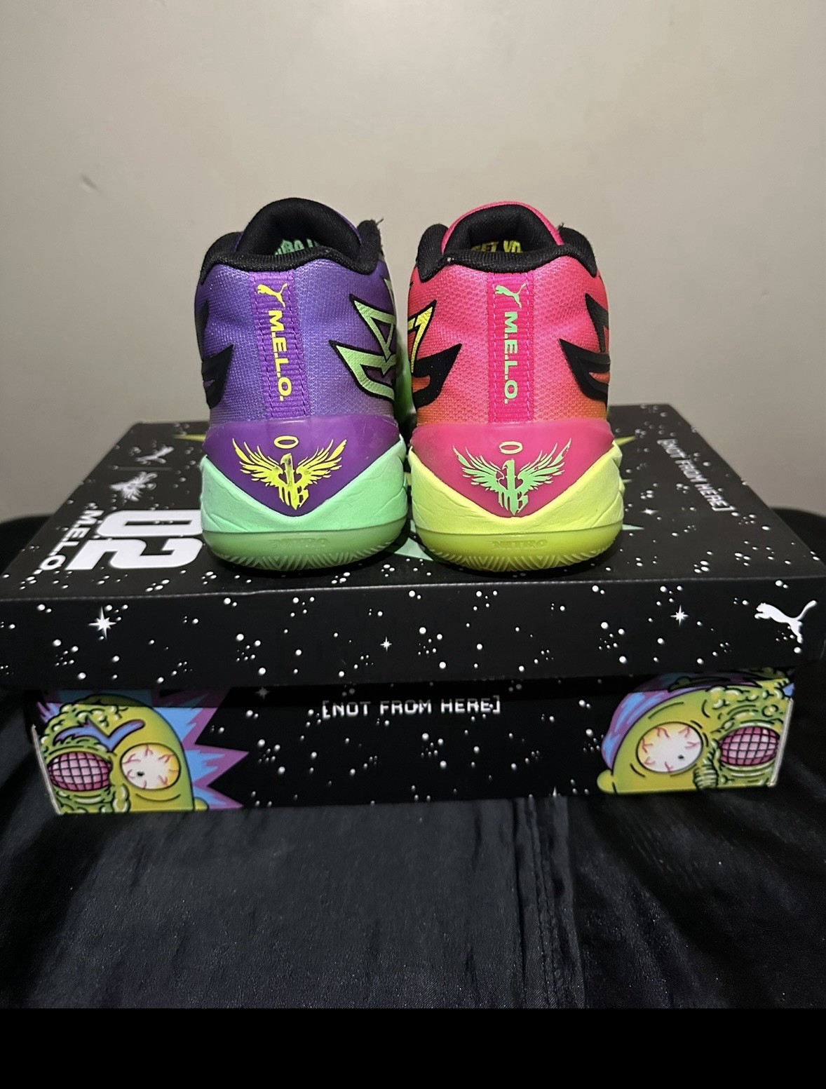 PUMA MB.02 Rick and Morty Multicolor Lace-Up Basketball Sneakers Rubber Outsole