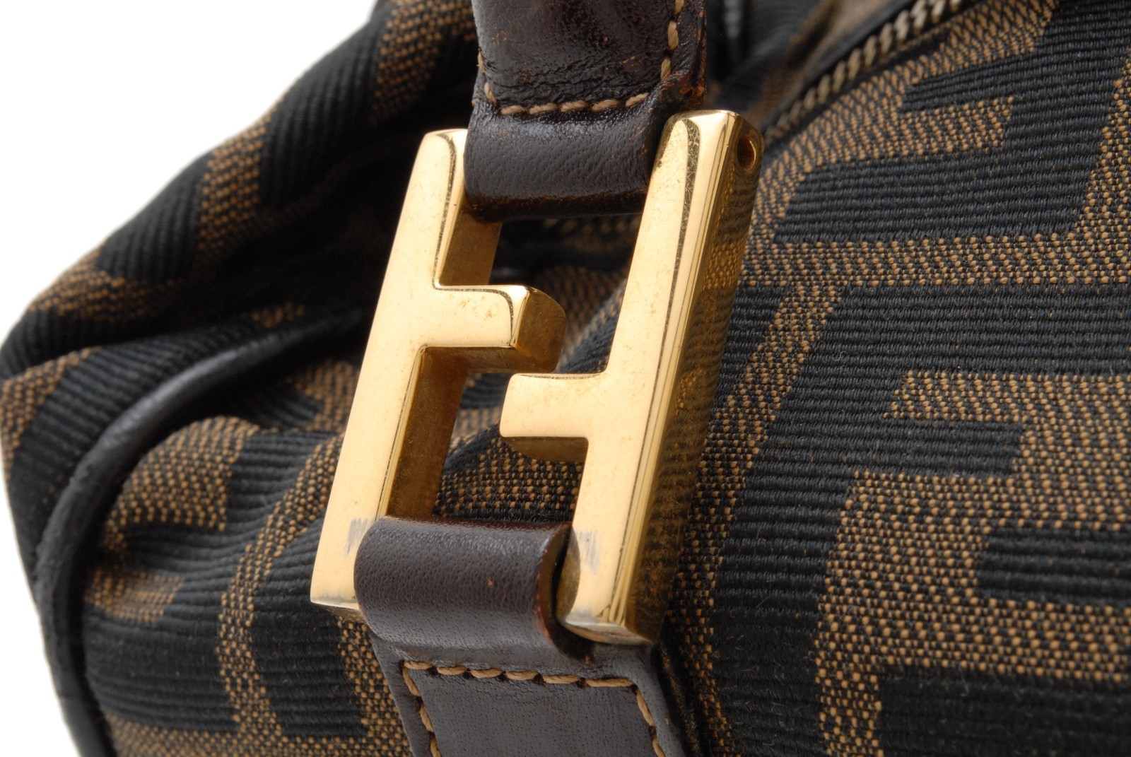 FENDI Zucca Vanity Handbag Brown Canvas